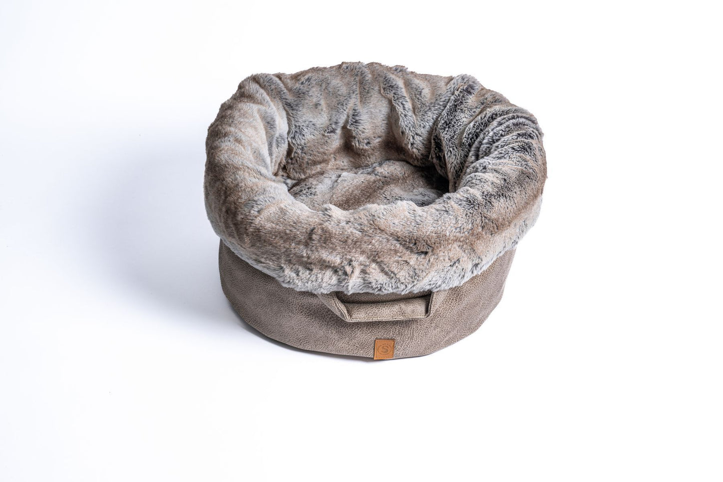 natuurlijke leren look met ronde vorm