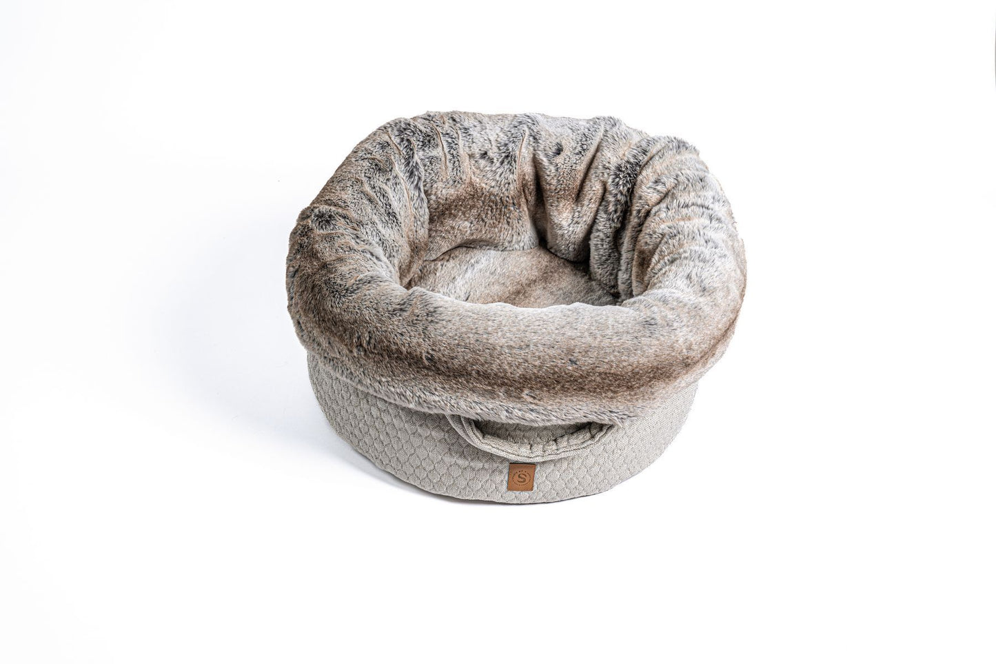 Studiofoto van de Pooch Pouch Mist – bovenaanzicht met ronde vorm en honingraattextuur