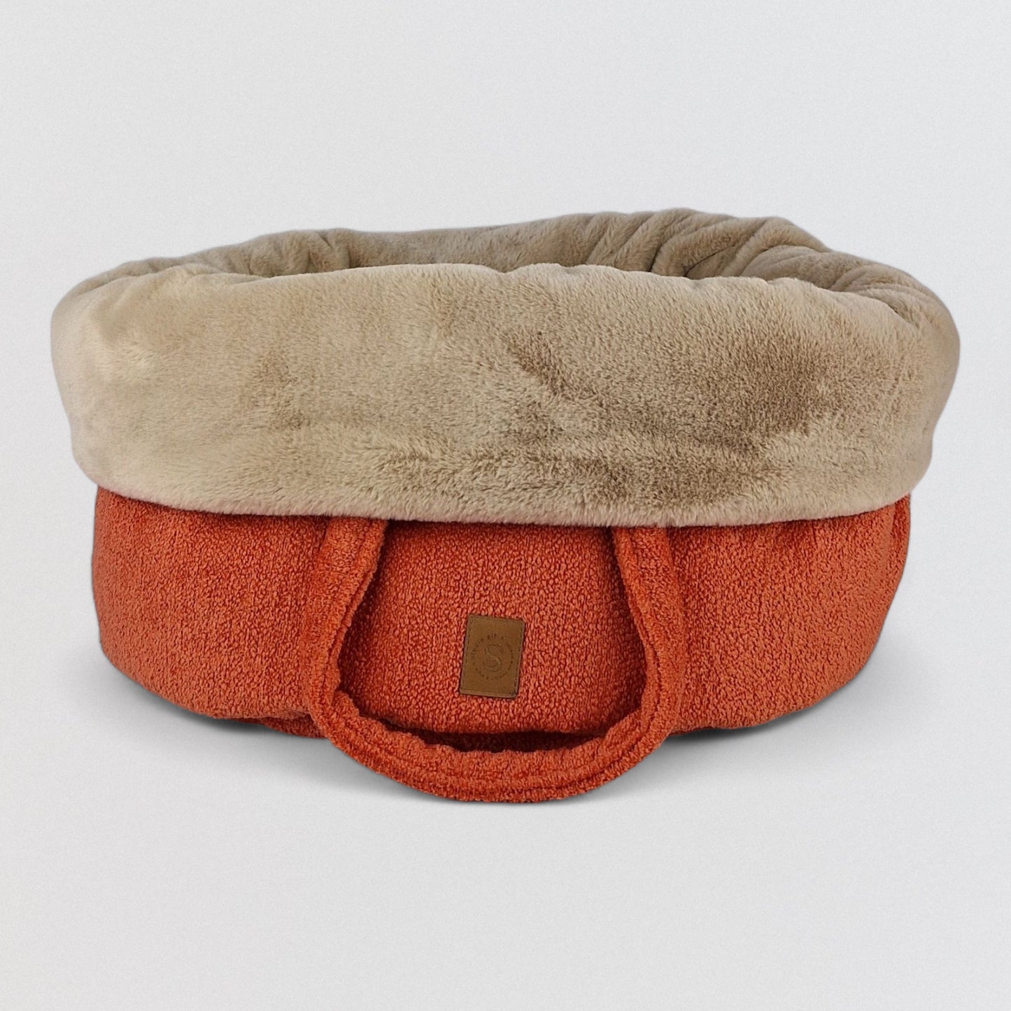 Licht gewicht exclusive ronde hondenmand van meubelstof en faux fur