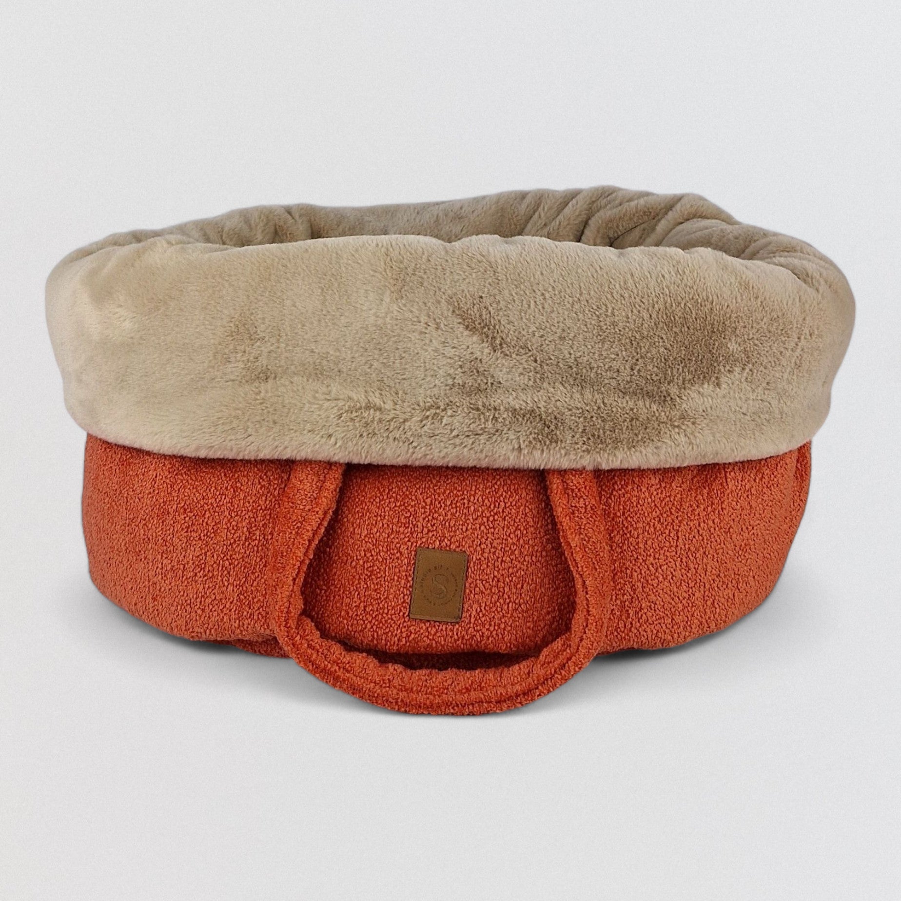 Licht gewicht exclusive ronde hondenmand van meubelstof en faux fur